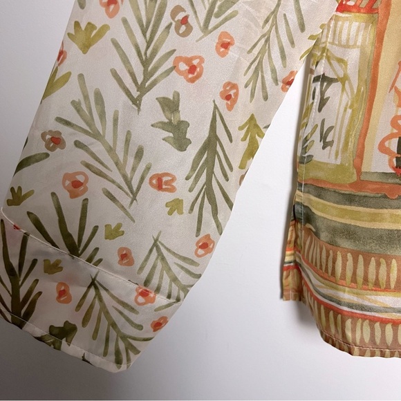 Sigrid Olsen Collection Novelty Floral Print Silk Button Up Shirt NEW - Picture 6 of 15